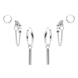 Karma Jewelry – Zesdelige Sunny Square Earparty Set - Zilver