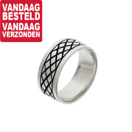 Zilveren Ring voor Heren met Rhodium en Epoxy / Maat 19,7