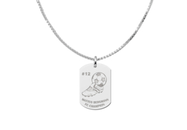 Zilveren Dog Tag met Voetbal Thema | Names4ever