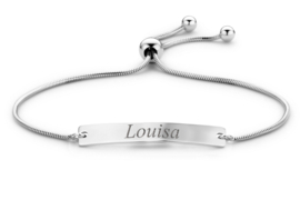 Names4ever Zilveren Langwerpige Graveerarmband met Naam