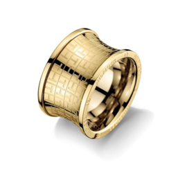 Tommy Hilfiger Goudkleurige Dames Ring met ‘T’-patroon