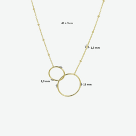 14 Karaats Gouden Collier Rondjes 1,3 mm 41 + 3 cm