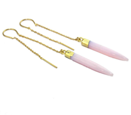 Oorhangers met Schakelketting en Roze Opalite Edelstenen