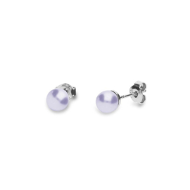 Spark Small Pearl Studs Zilveren Oorstekers met Lila Parel