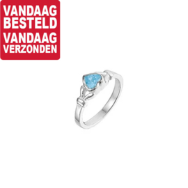 Zilveren Ring voor Kinderen met Blauwe Topaas / Maat 14