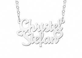 Names4ever Christel-Stefan Stijl Zilveren Naamketting