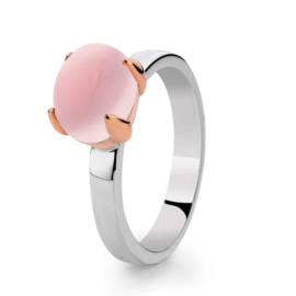 Excellent Jewelry Zilveren Ring met Roségoud en Rozenkwarts