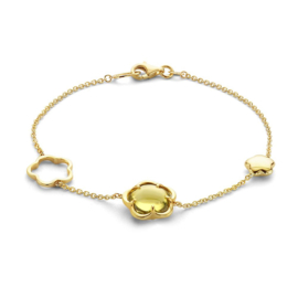 Excellent Jewelry Gouden Armband met Bloemvormen en Edelstenen