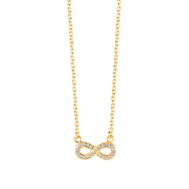 New Bling Goudkleurig Collier met Zirkonia Infinity Hanger