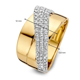 Excellent Jewelry Brede Bicolor Ring met Kleurloze Diamanten