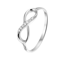 Zirkonia Infinity Ring van Gerhodineerd Zilver