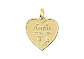 Names4ever Gouden Communie Hart Hanger met Beker