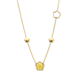 Excellent Jewelry Gouden Collier met Groene Kwarts Bloem Hanger