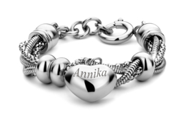 Armband met Hartje en Naamgravure van Staal | Names4ever