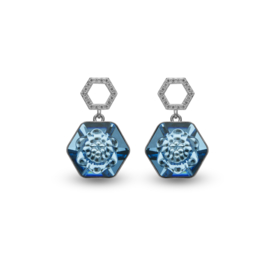 Favo Oorbellen met blauw Glaskristal van Spark