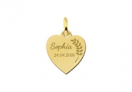 Names4ever Gouden Hart Hanger met Lauriertak