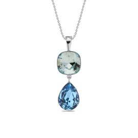 Spark Ketting met Lichtblauw en Blauw Glaskristal