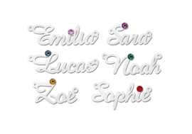 Names4ever Zilveren Naamketting met Geboortesteen Emilia