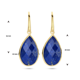 Goudkleurige Druppelvormige Oorhangers met Blauwe Lapis Lazuli