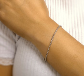 Witgouden Venetiaanse Schakelarmband voor Dames | 19 cm