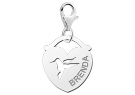 Names4ever Hart Charm Naambedel met Vogel ZNDB011