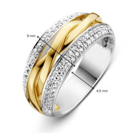 Excellent Jewelry Witgouden 9mm Ring met Twist Geelgouden Strook