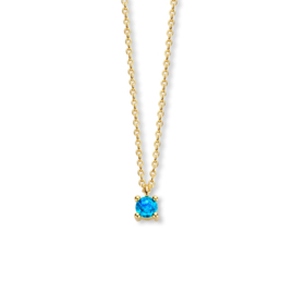 Gouden Collier met Geboortesteen Swiss Blue Topaas 0.22ct December