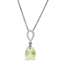 Pear Drop Groene Glaskristallen Ketting met Zirkonia’s van Spark