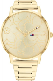 Tommy Hilfiger Goudkleurig Dames Horloge met Decoratieve Wijzerplaat