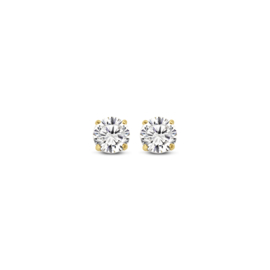 New Bling Gold 4mm Zirkonia Oorknoppen van 14 Karaats Goud