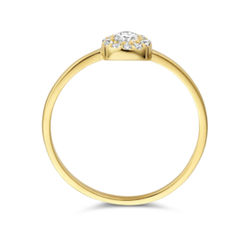 Gouden Zirkonia Halo Ring