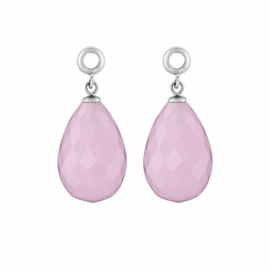 Creoli Hangers met Cat’s Eye Pastel Pink Facetgeslepen Glasbedel