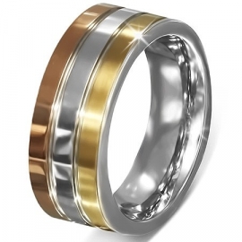 HERENRING 3 kleuren band / - Graveer Ring SKU55257