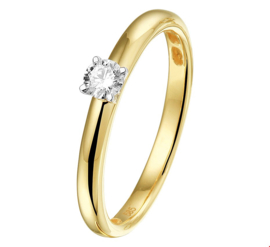 Bicolor Gouden Ring met Transparante Diamant