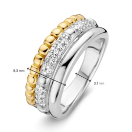Excellent Jewelry Zilver met Gouden Ring met Zirkonia’s
