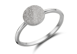 Zilveren Disc Ring Rond met Vingerafdruk | Names4ever