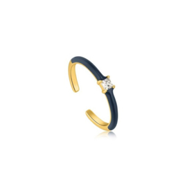 Ania Haie Bright Future Goudkleurige Ring met Blauwe Emaille