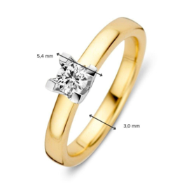 Excellent Jewelry Gouden Dames Bicolor Ring met Diamant