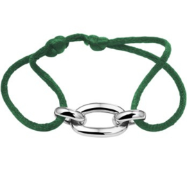 Armband Satijn Groen met Zilveren Schakels