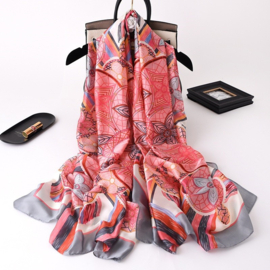 Luxe Dames Sjaal Roze & Grijs M1624