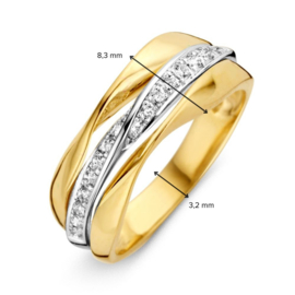 Excellent Jewelry Bicolor Gevouwen Ring met Zirkonia’s