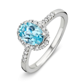 Excellent Jewelry Witgouden Ring met Topaas Diamant