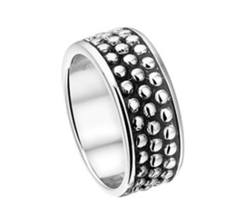 Zilveren Dames Ring met Geoxideerd Vlak / Ringmaat 17,2