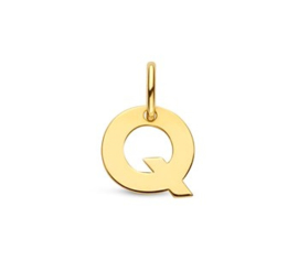 Letter Q Hanger in massief 14 Karaat Goud