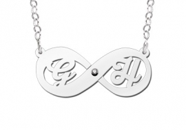 Names4ever Zilveren Initialen Infinity Hanger + Zirkonia