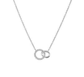 Anker Collier van Witgoud met Dubbele Cirkel Hanger en Diamanten 0.07 ct