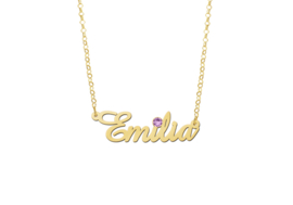 Gouden Naamketting met Geboortesteen Emilia | Names4ever