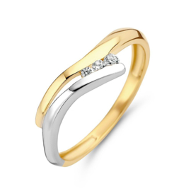 Excellent Jewelry Bicolor Dames Ring met Drie Zirkonia’s