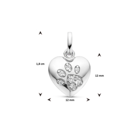 Hanger met Hart en Hondenpoot van Gerhodineerd Zilver