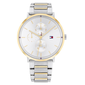 Tommy Hilfiger Goudkleurig Dames Horloge met Zilverkleurige Band